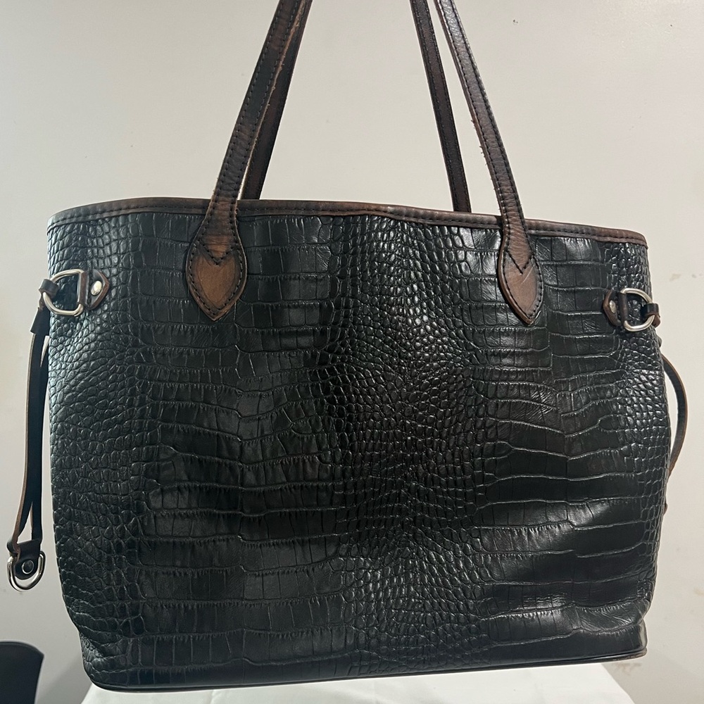 Rare Freebird By Steven Black Croco Leather Tote Bag - Picture 3 of 16